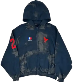 Balenciaga Dirty Blue Polo Zip-Up Hoodie